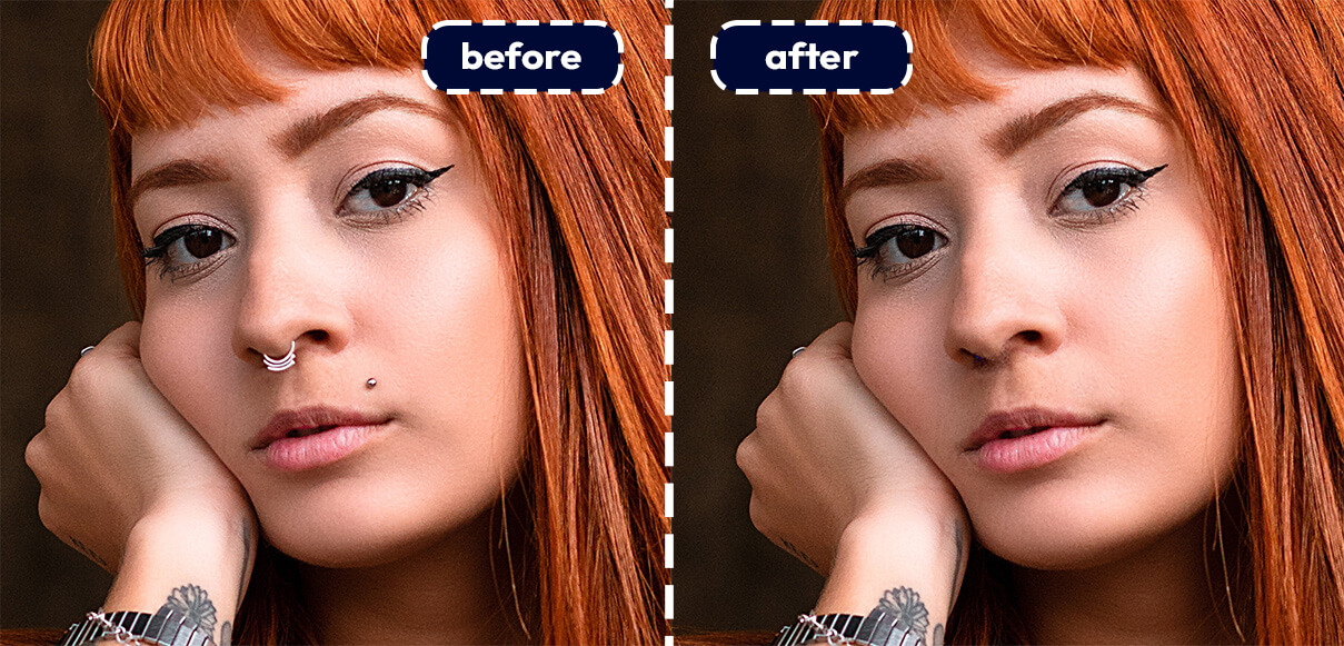 Remove a piercing from photo with 1 click