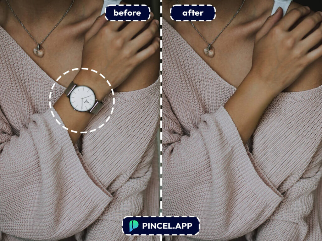 Use Pincel to edit out a wristwatch