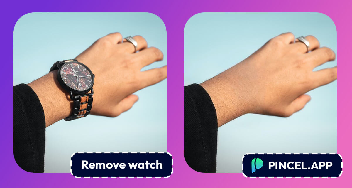 remove watch from image with pIncel app