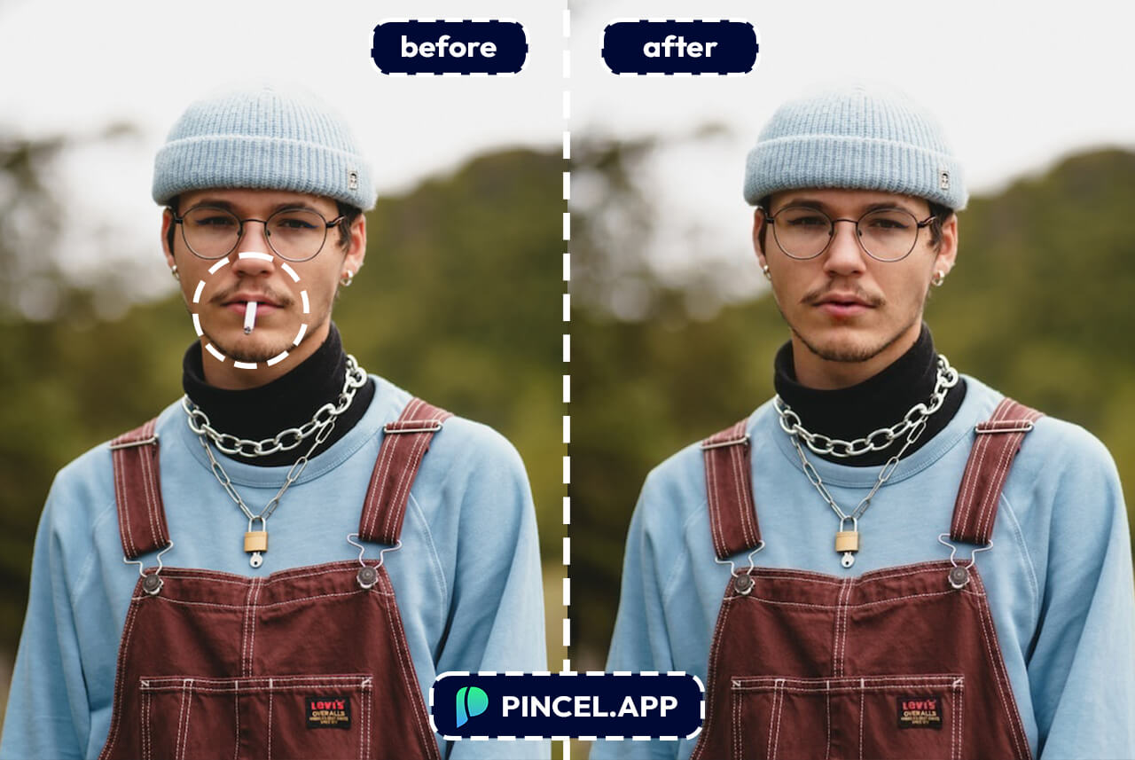 Remove cigarette photo editing with pincel