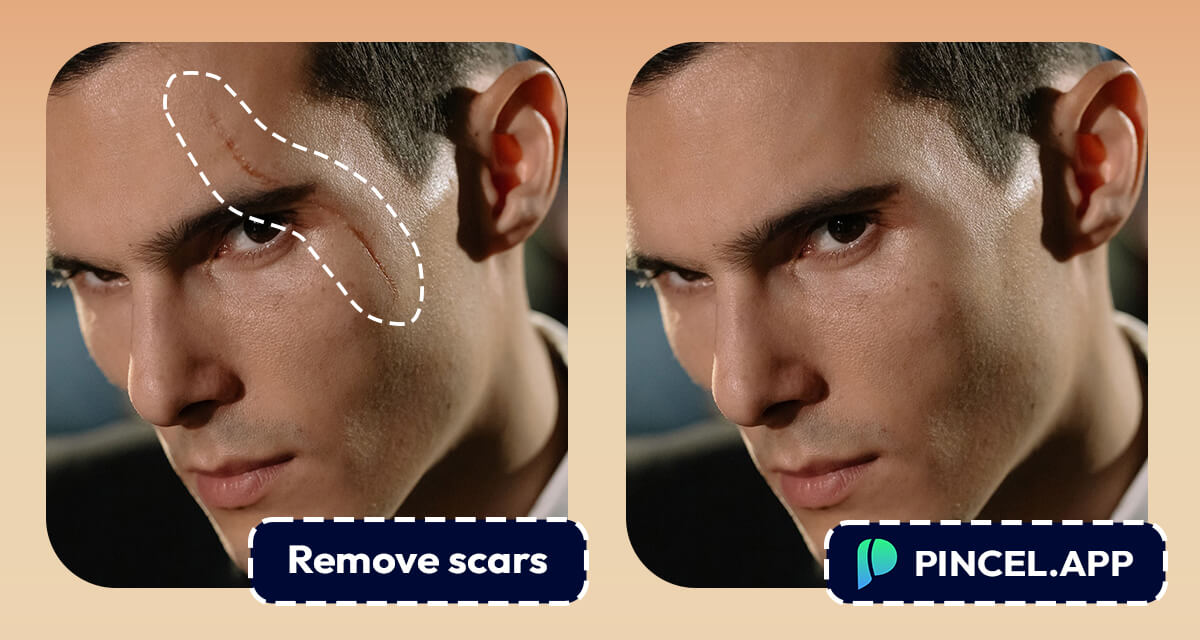 Hide scars on photo pincel app
