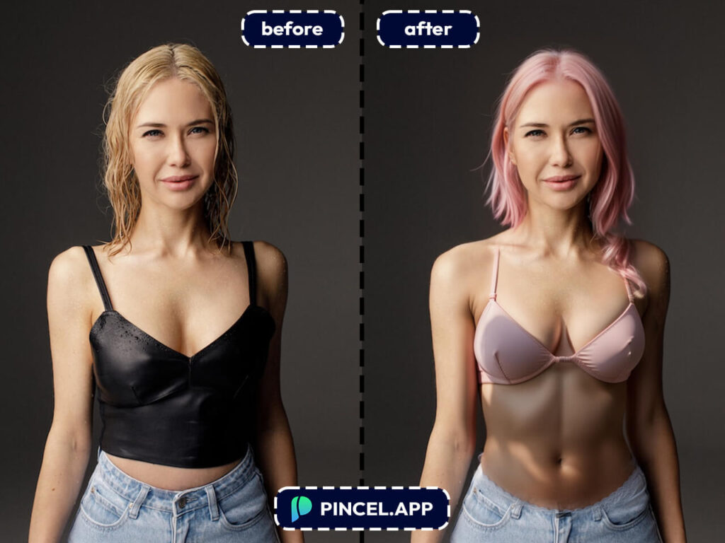 change outfit and hairstyle with Pincel