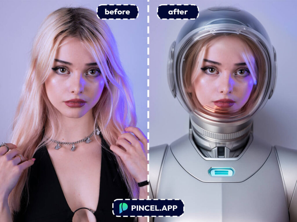 Creative sci fi hi tech photo effect AI filter