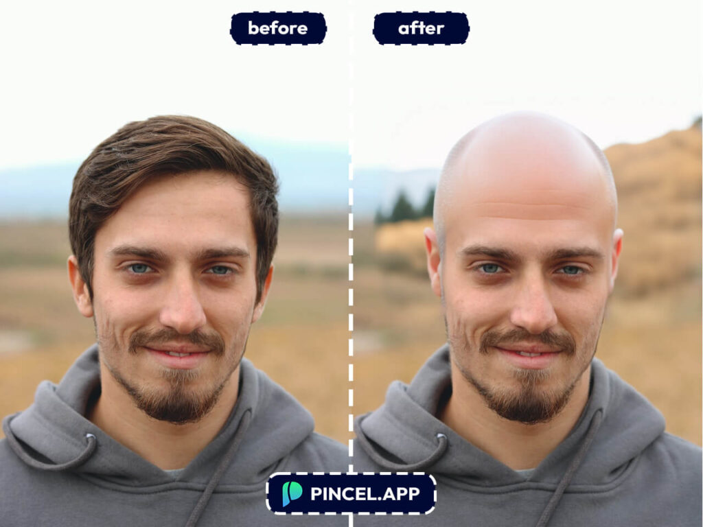AI powered bald photo effect