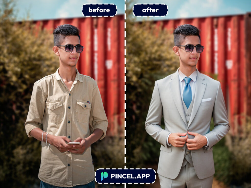 replace clothes using AI Pincel