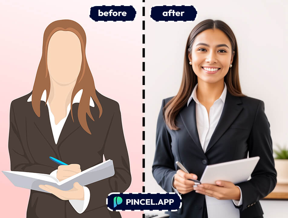 businesswoman vector converted into photorealistic image