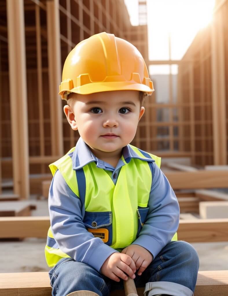 cute builder construction worker baby
