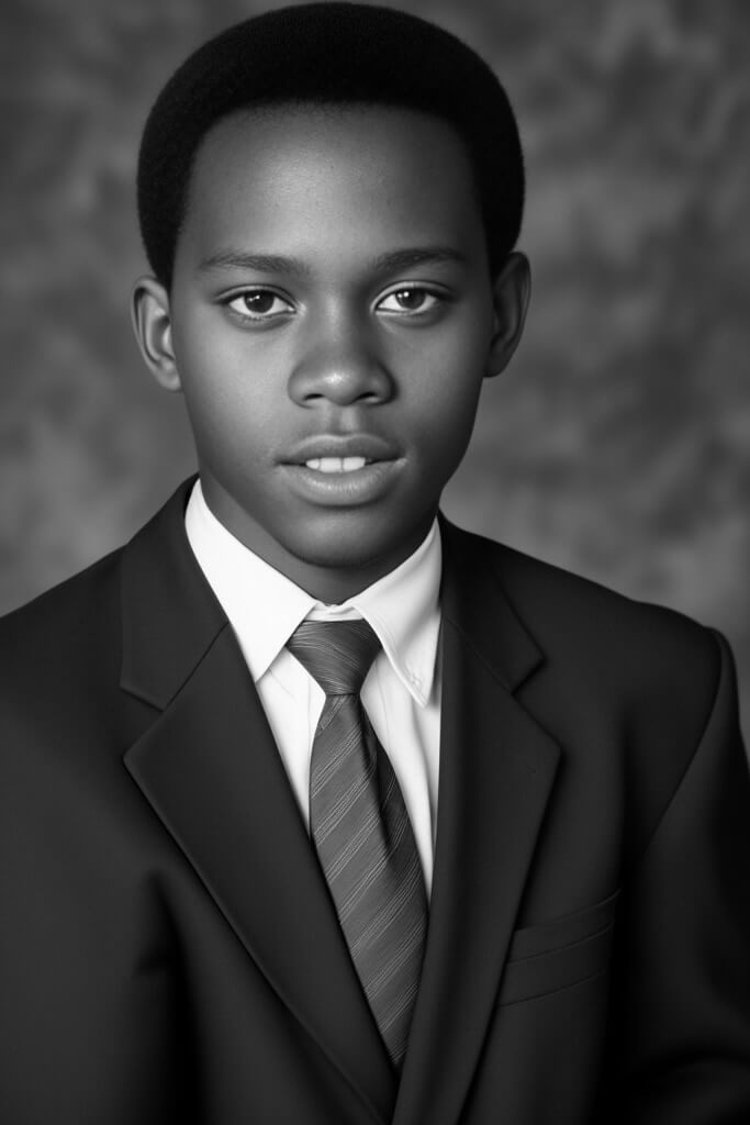 young black boy with suit and tie