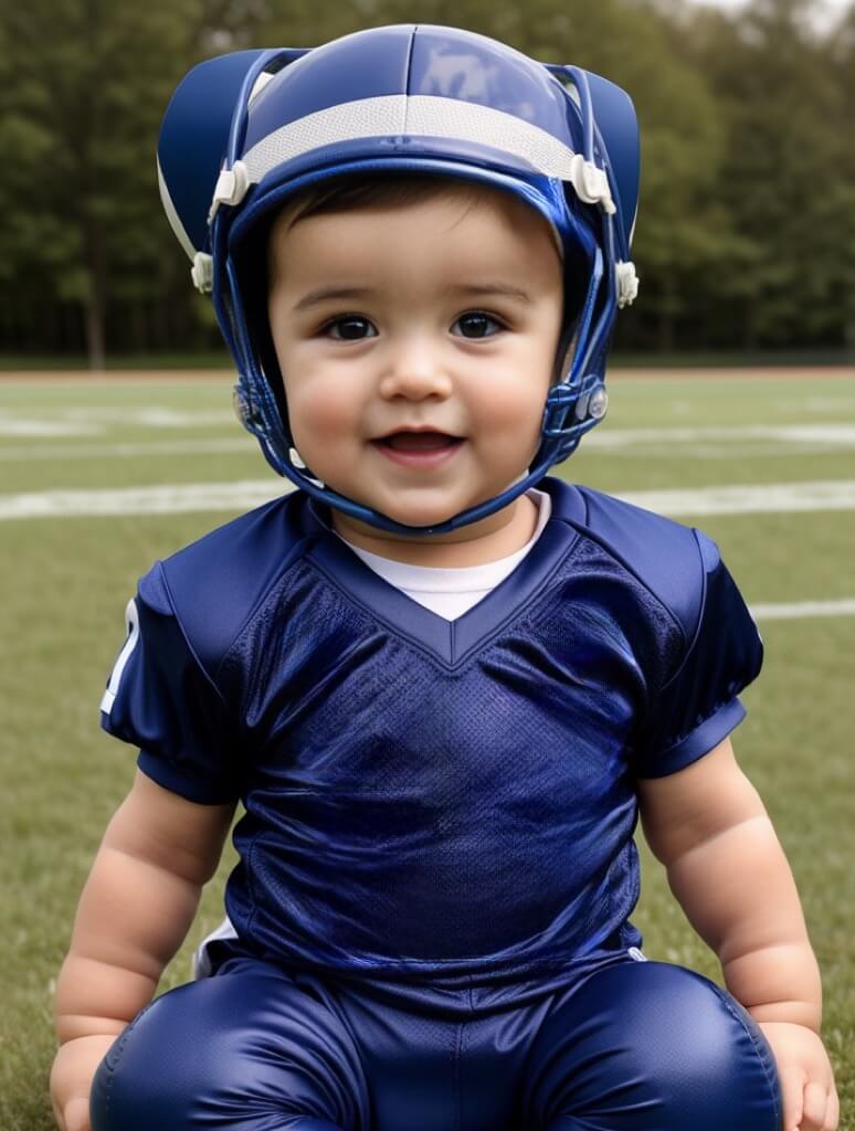 cute baby football player photo effect