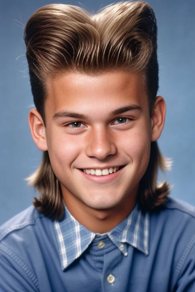 man with funny hair high school photo