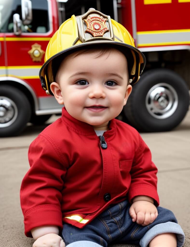 baby firefighter effect photo