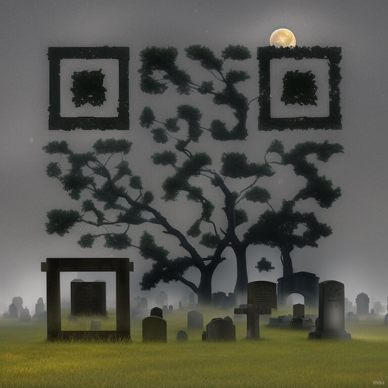 graveyard at night halloween optical AI illusion