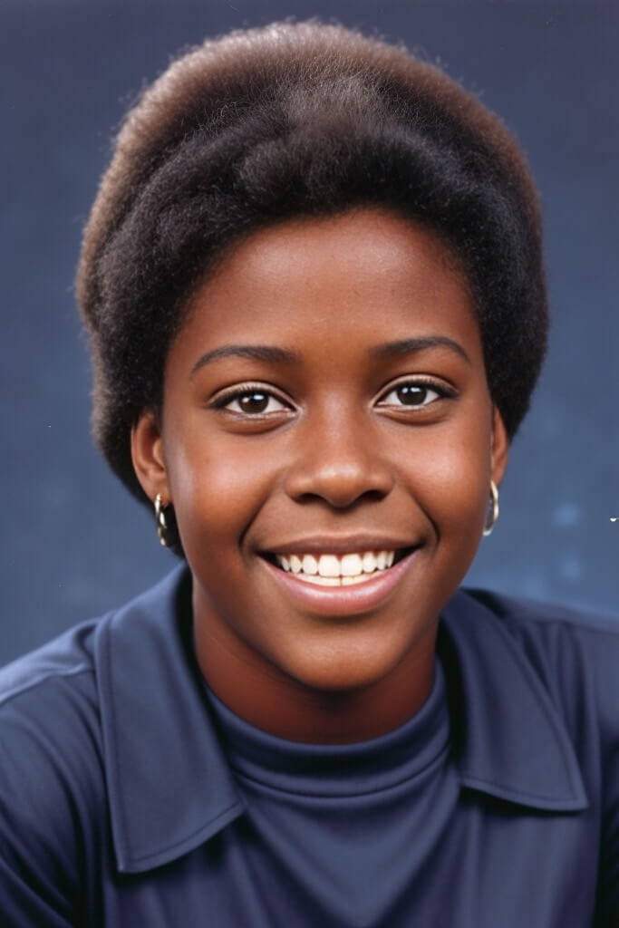 happy black girl smiling yearbook photo