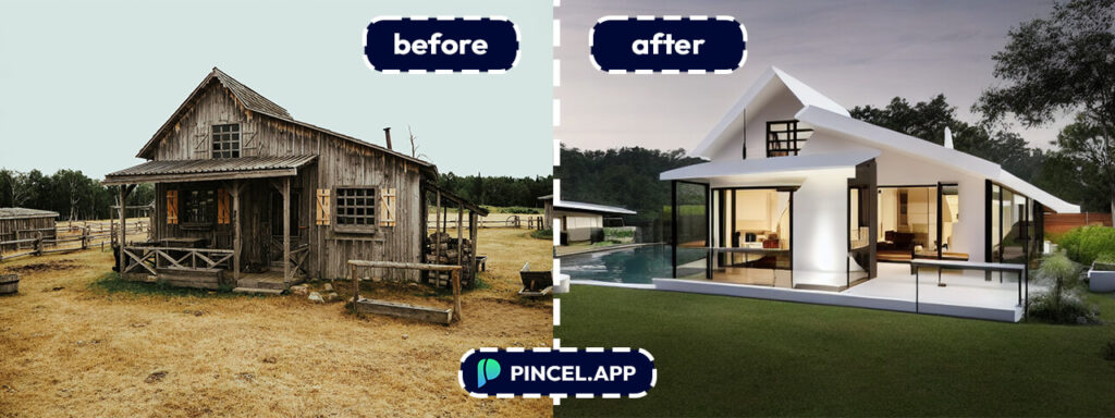 house exterior design visualize on photo using AI