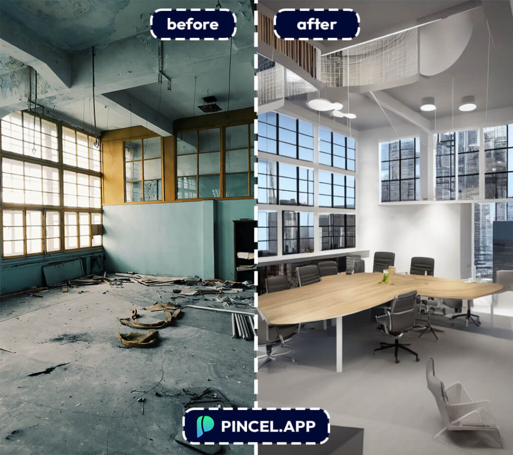 Interior office redesign using AI app