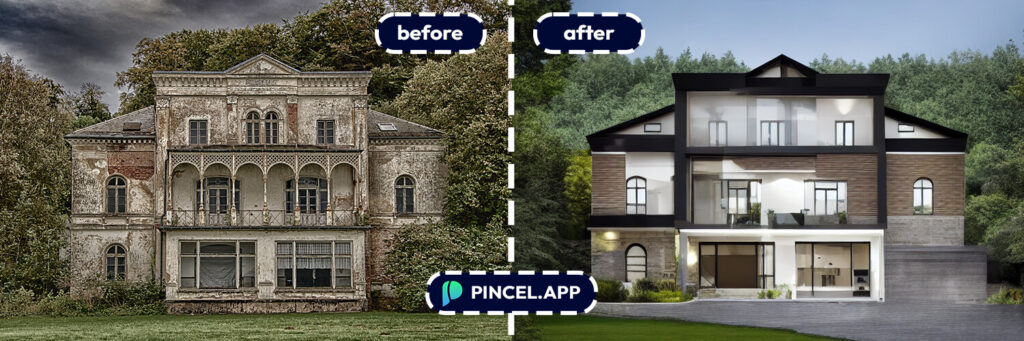 renovate house on photo with Pincel