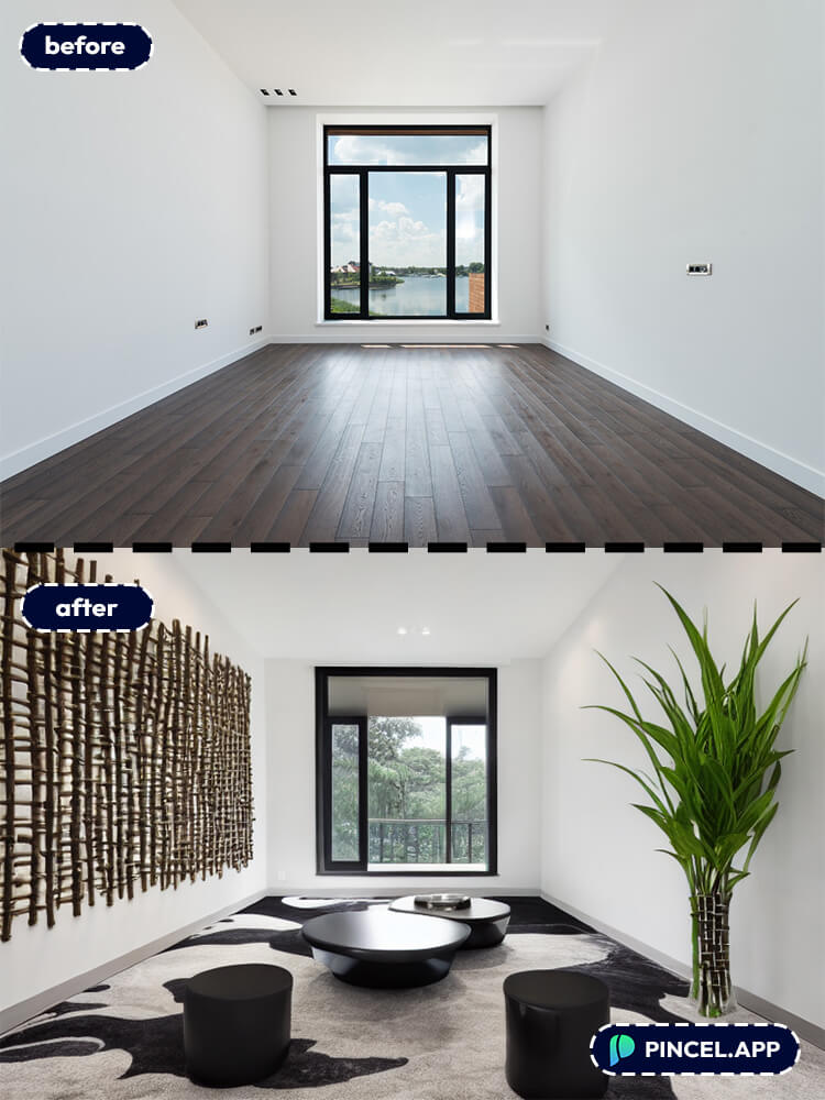 virtual staging of room with Pincel AI