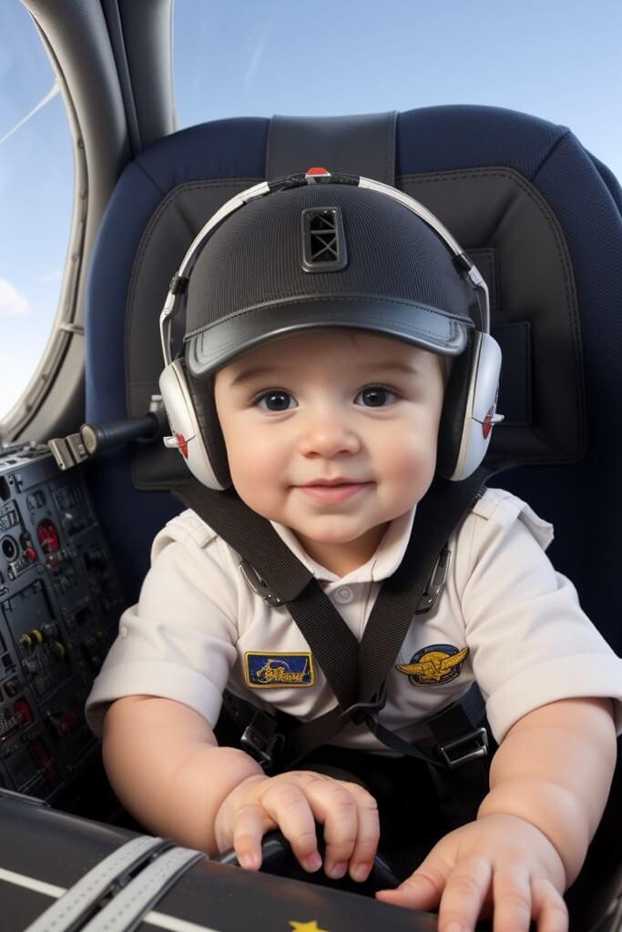 baby airplane pilot AI photo effect