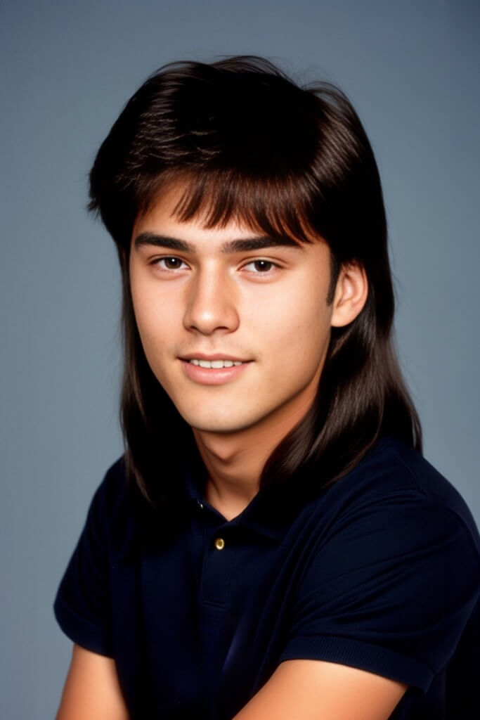 funny yearbook man with mullet hair