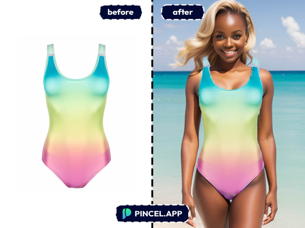 make swimwear photo using AI