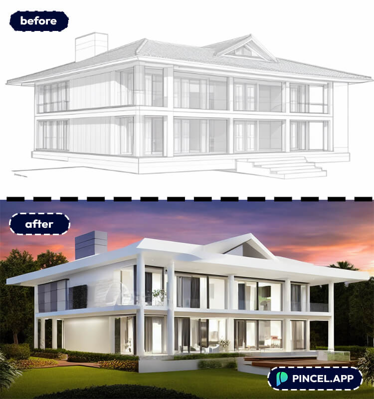 house sketch to real photo