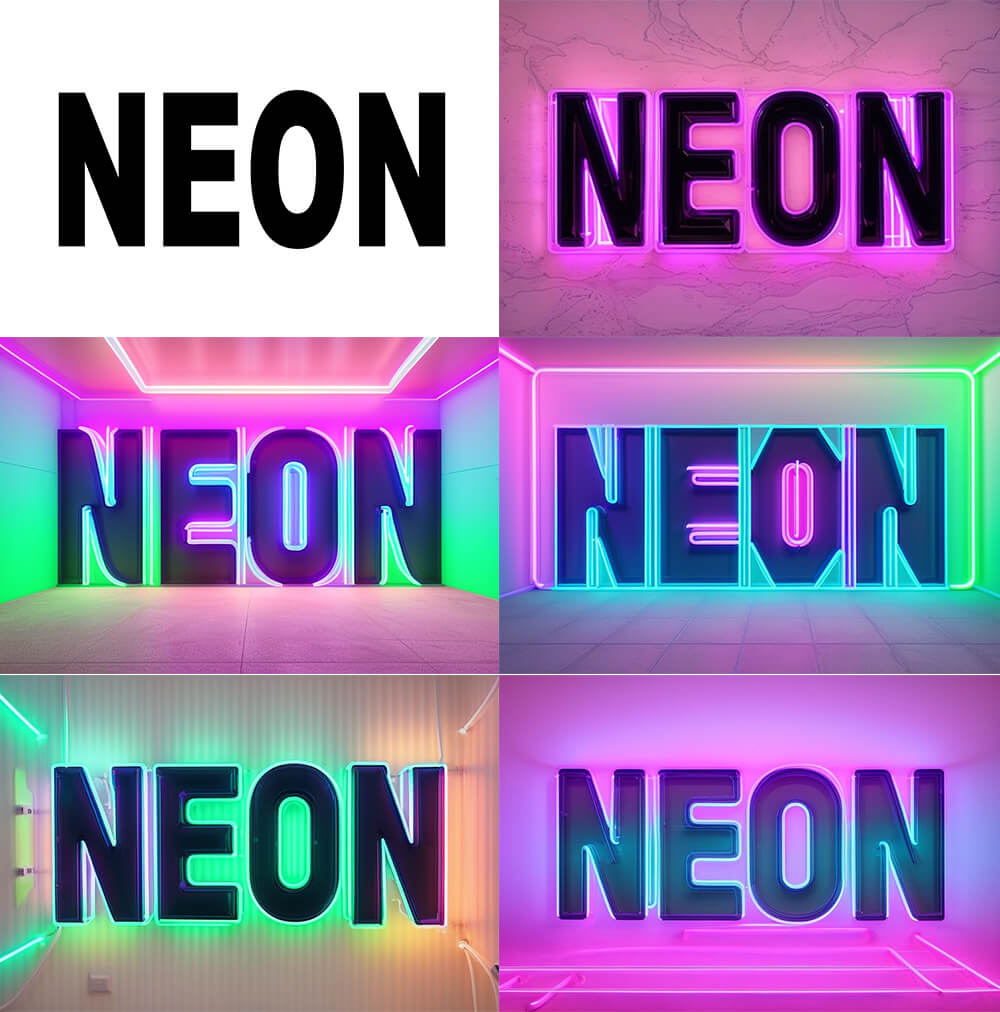 make 3d neon signs from text