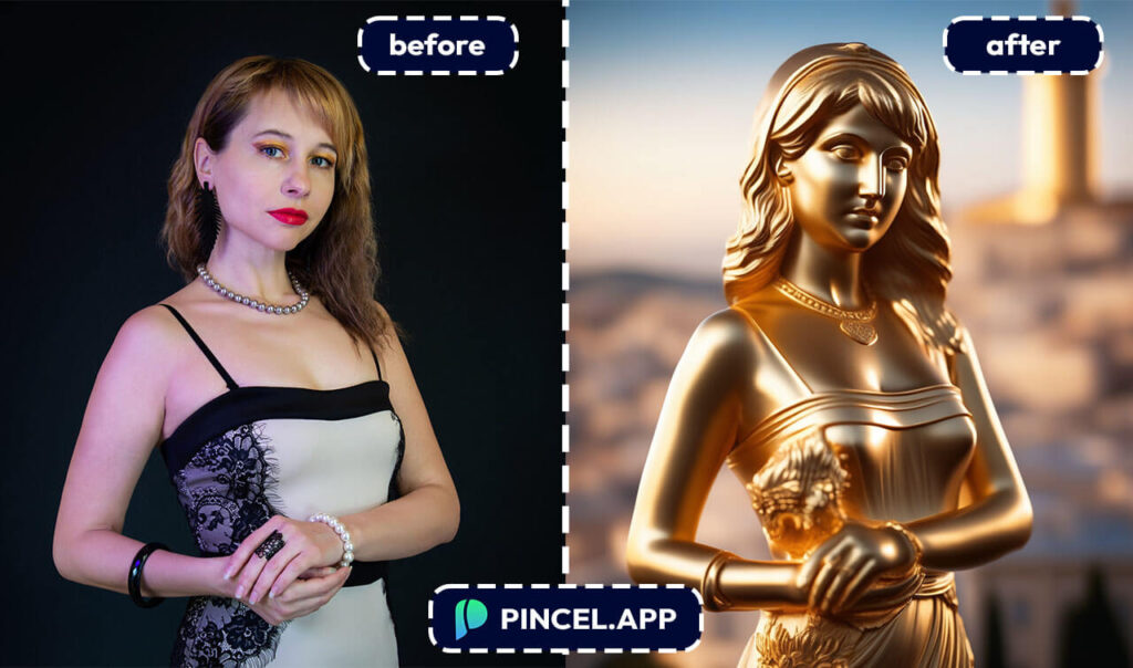 woman bronze statue online effect