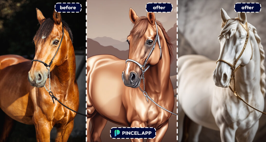 horse pet photo art effect as drawing