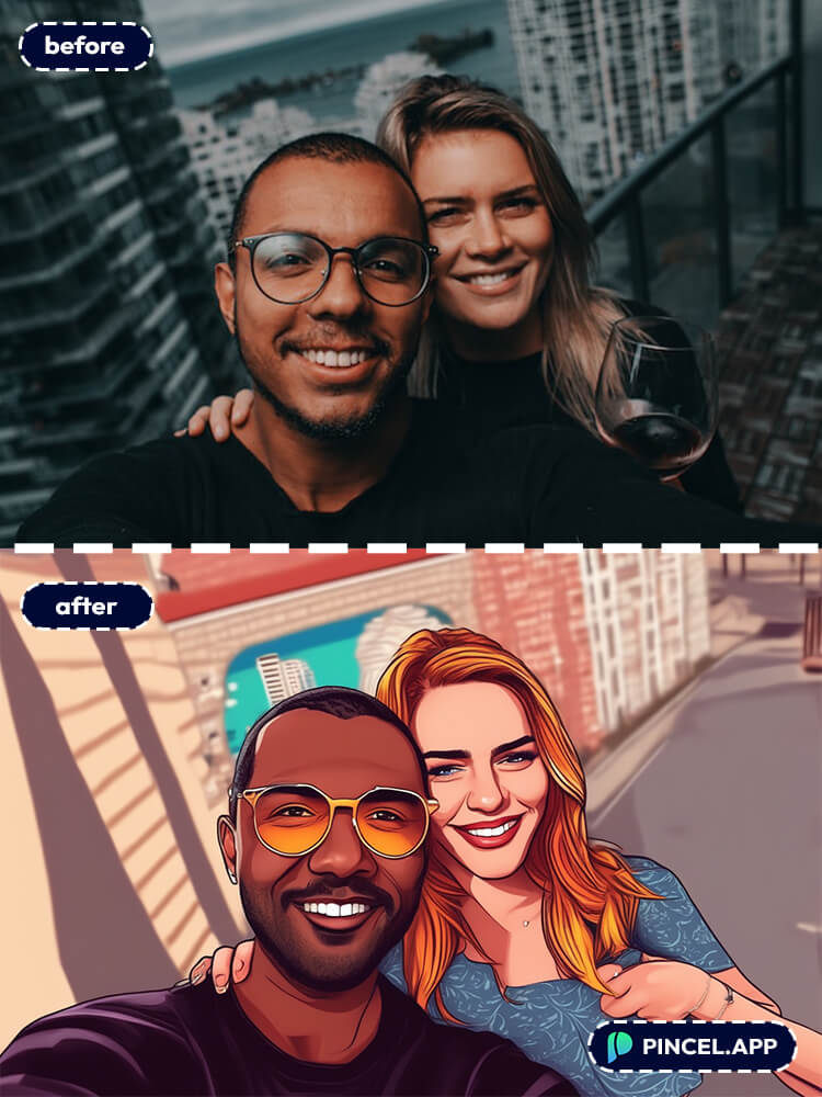couple portrait GTA style effect