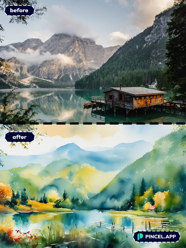 landscape photo to AI art maker