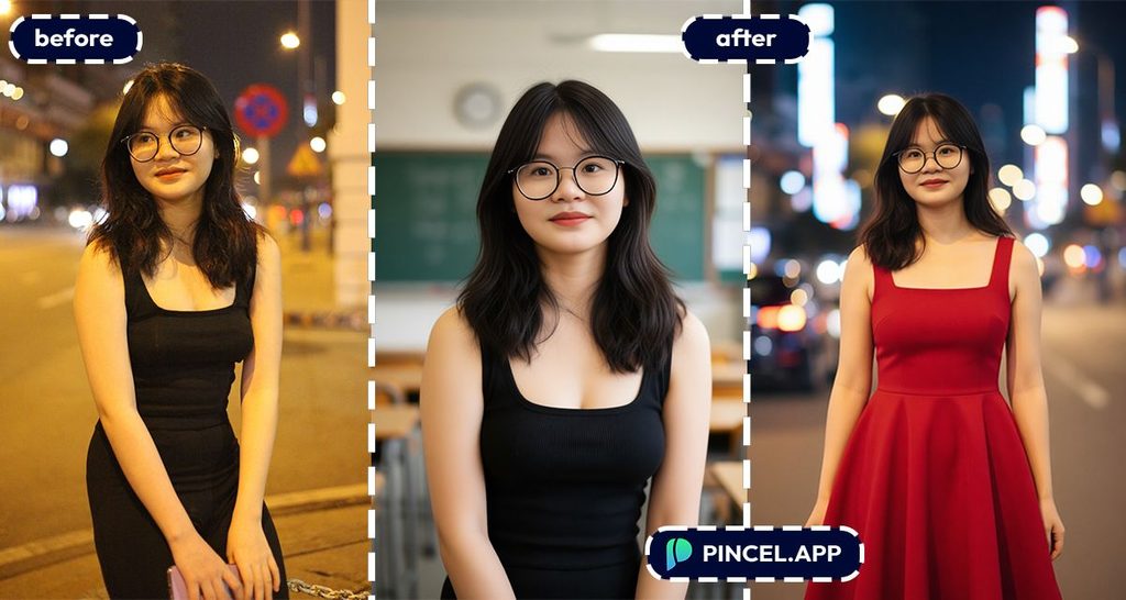 Asian girl standing outdoors as a realistic AI model.