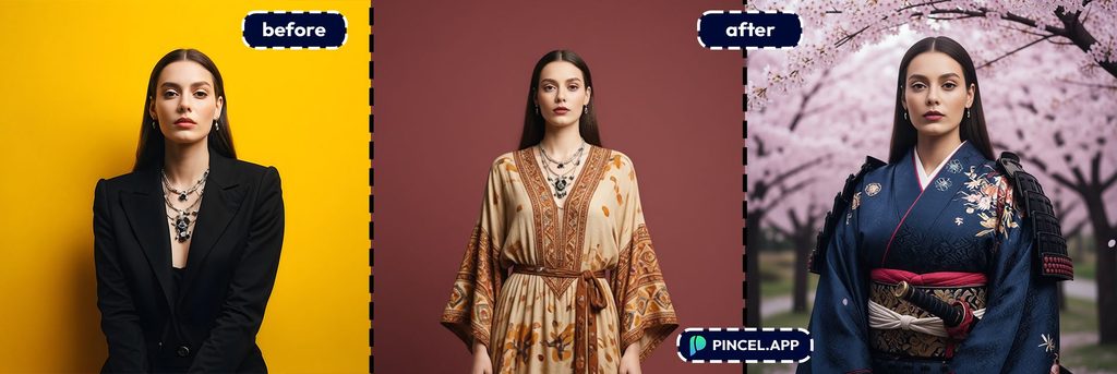 Girl shown in multiple poses as an AI model.
