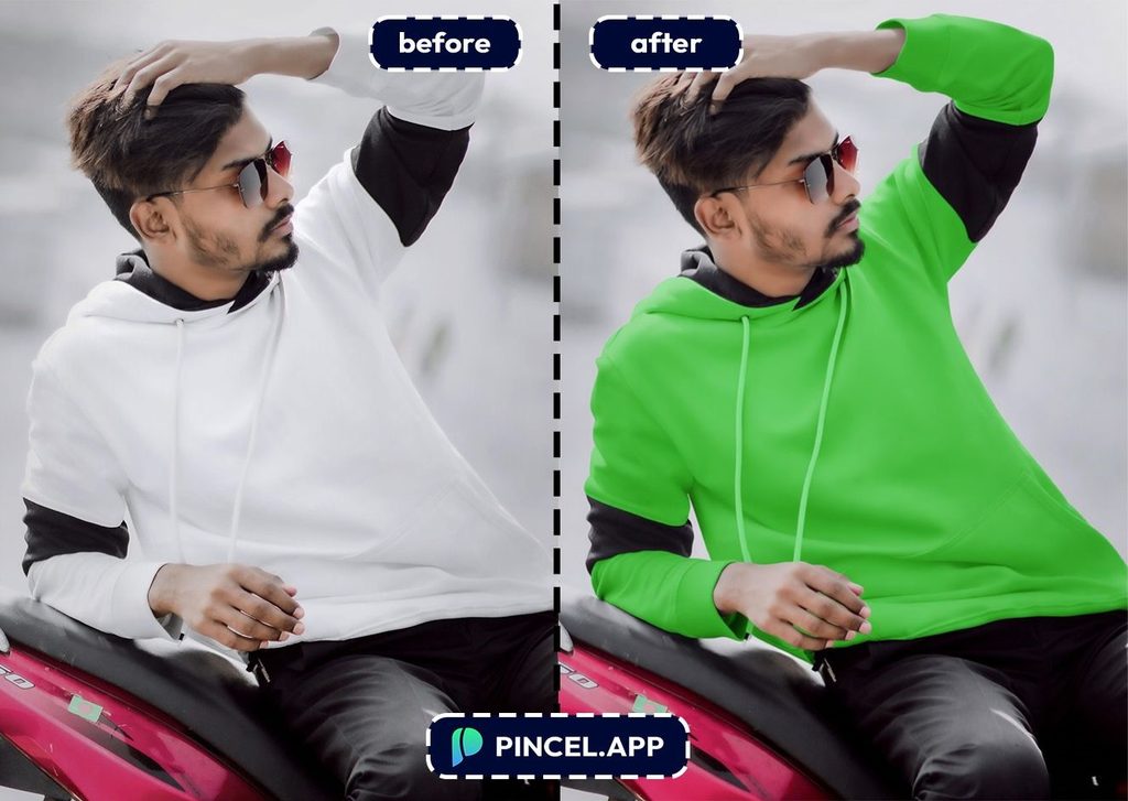 02_before-after-changing-clothing-color-with-pincel-AI-man-in-hoodie-t-shirt