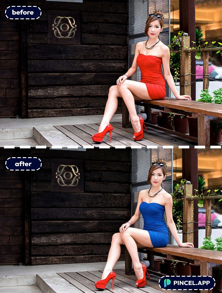 06_before-after-changing-dress-color-with-pincel-AI-asian-woman-in-blue-dress
