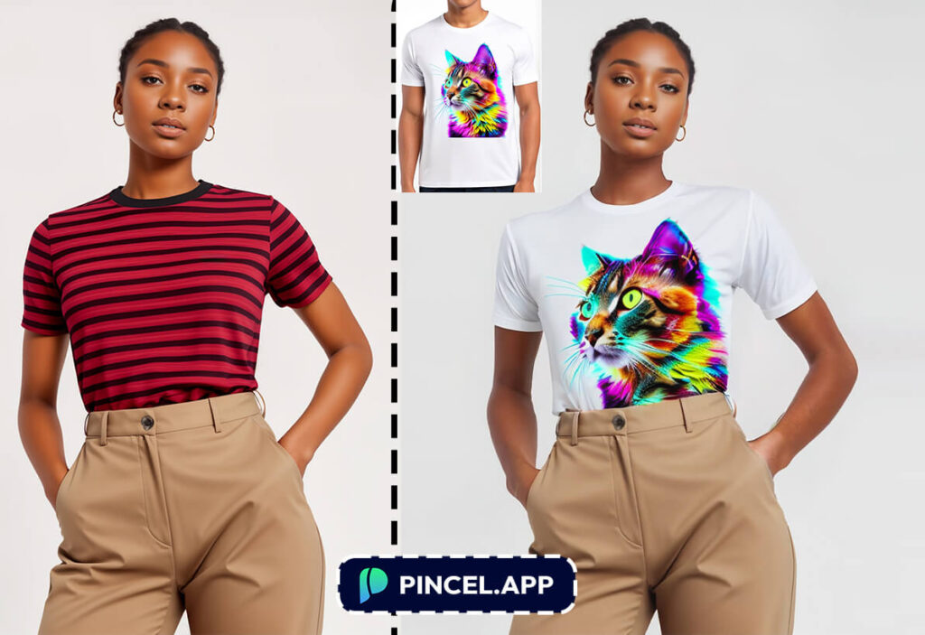 put shirt on model with AI app online
