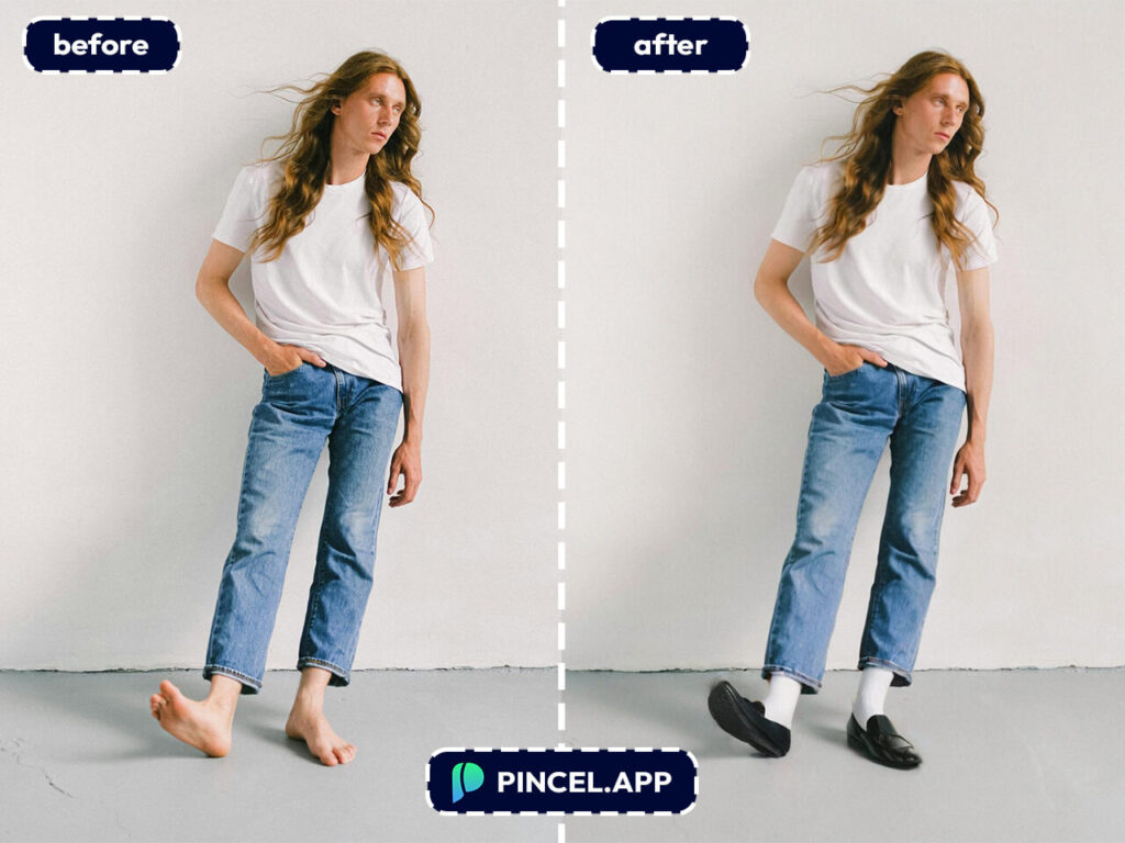 add shoes to model on photo online