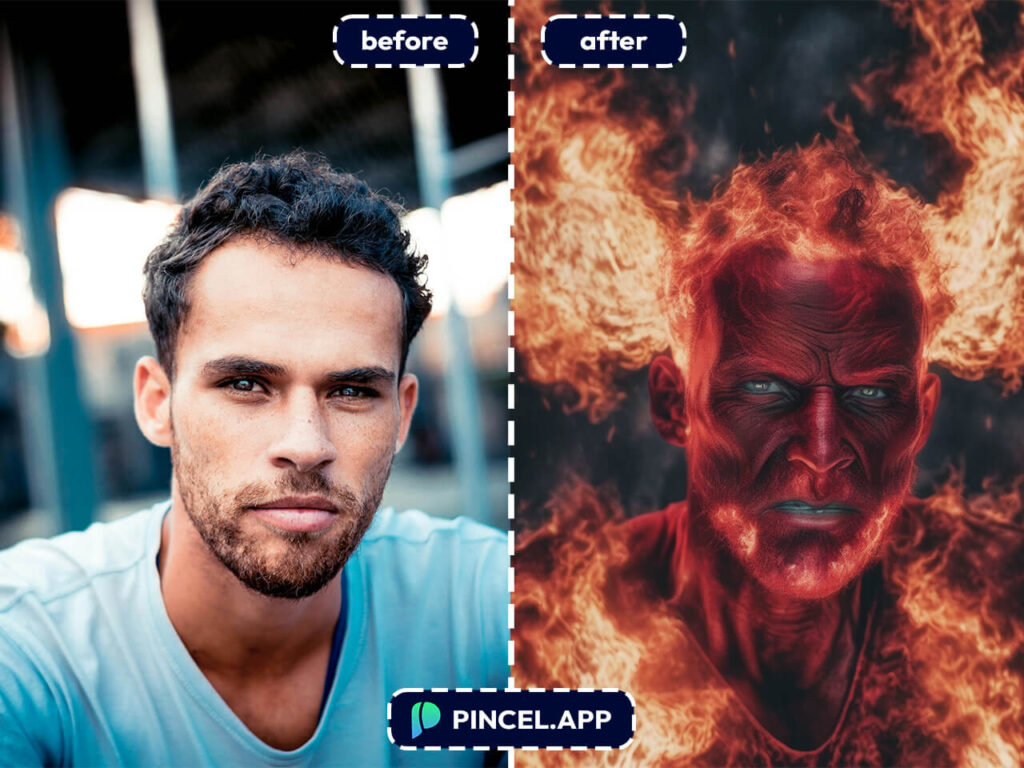 devil face filter with AI
