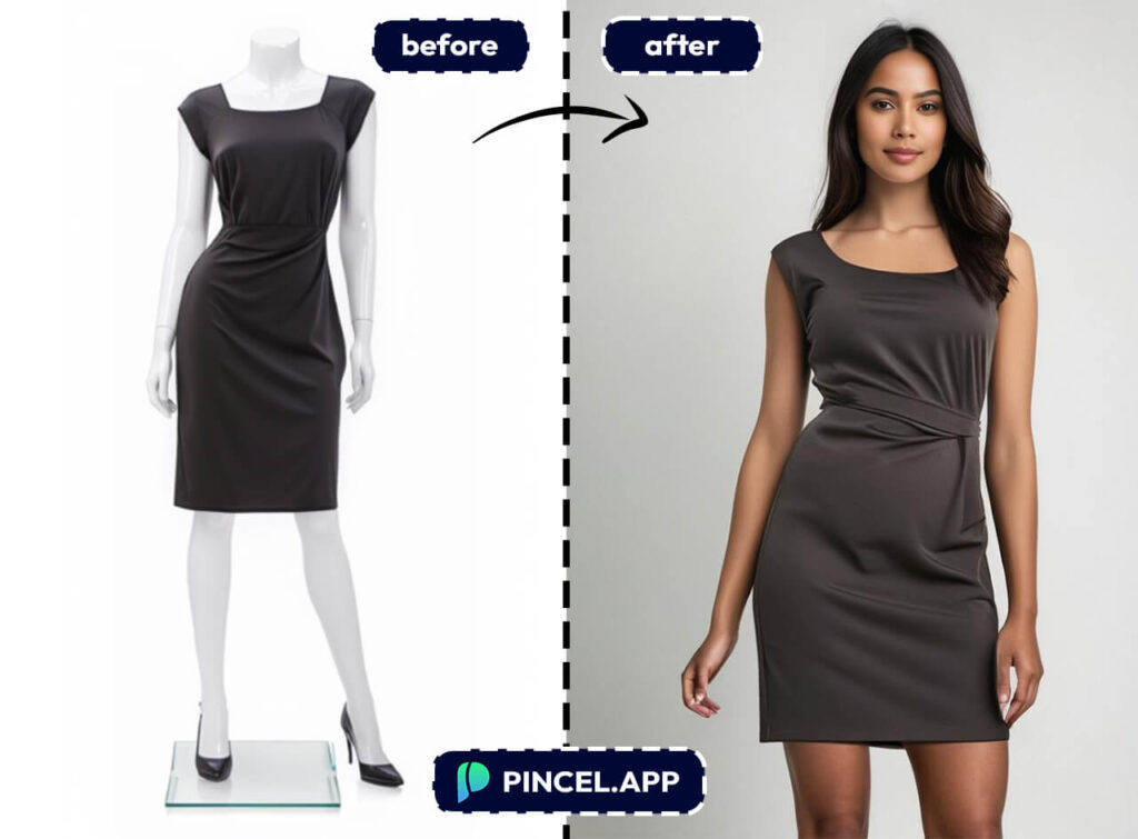place dress from mannequin to model photo