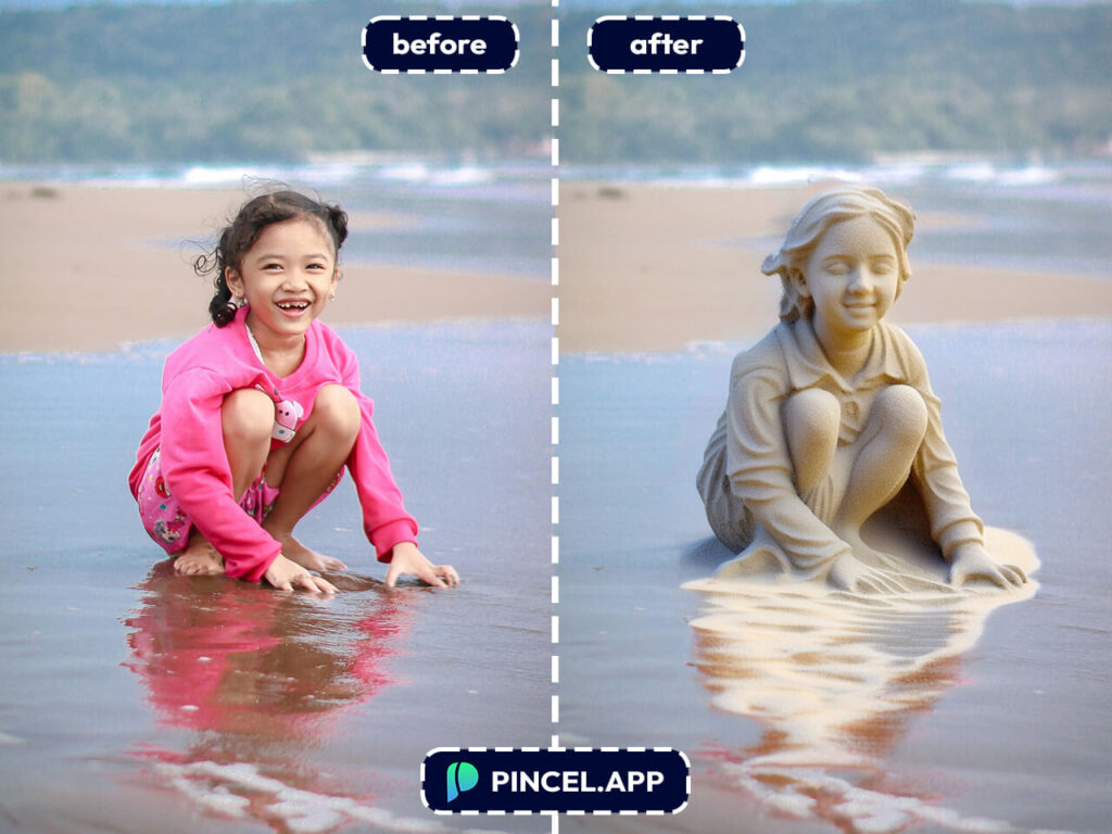 sand effect statue kid