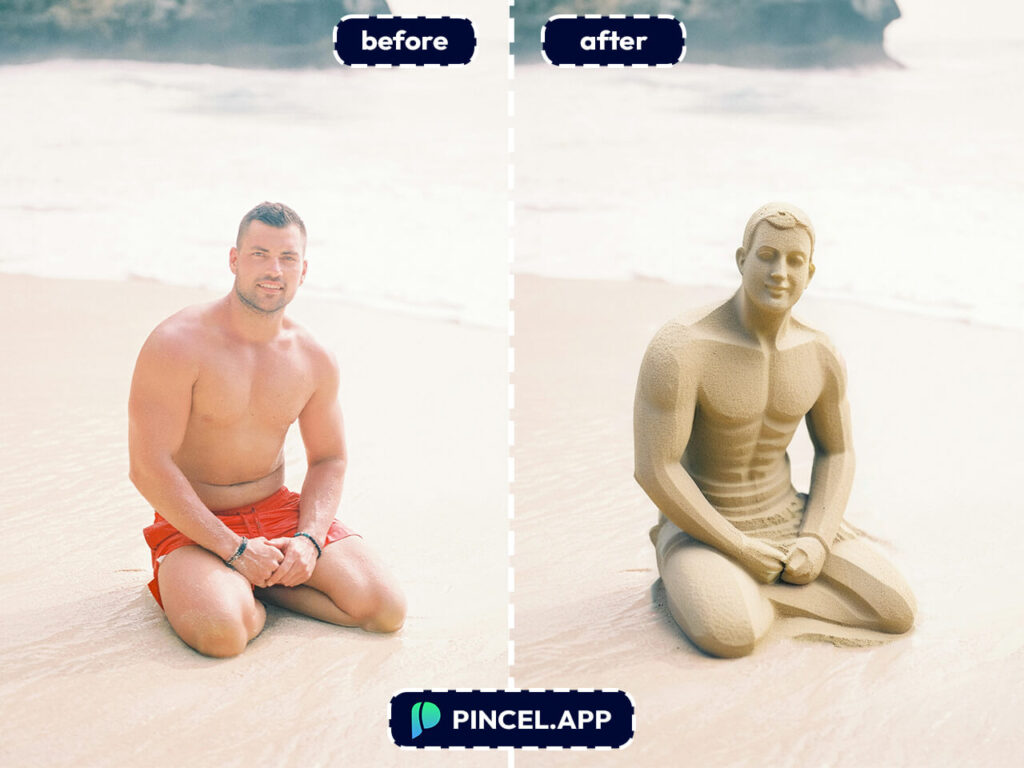 turn people into sand figure photo filter