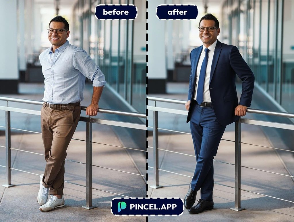 02_before-after-adding-formal-clothes-with-pincel-AI-man-standing-in-casual-dress