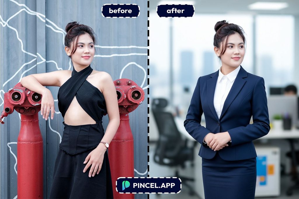 03_before-after-adding-formal-clothes-with-pincel-AI-girl-in-bold-dress