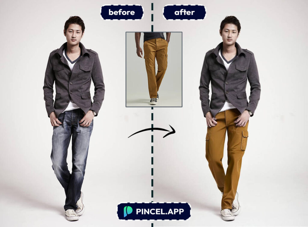 replace jeans on photo