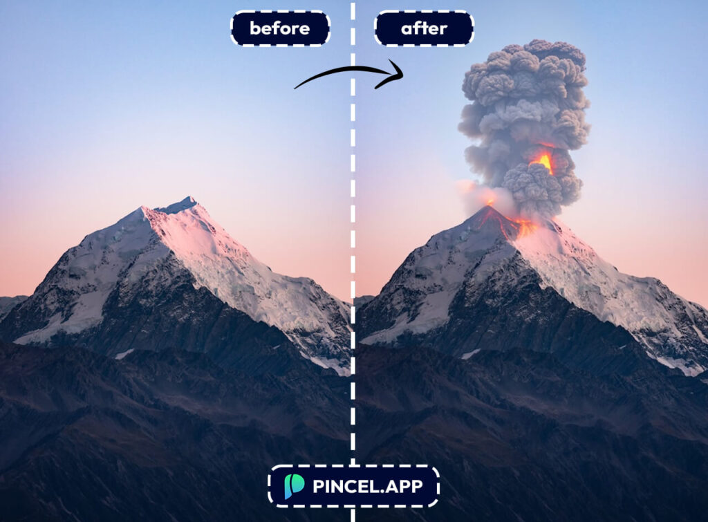 volcano eruption photo effect