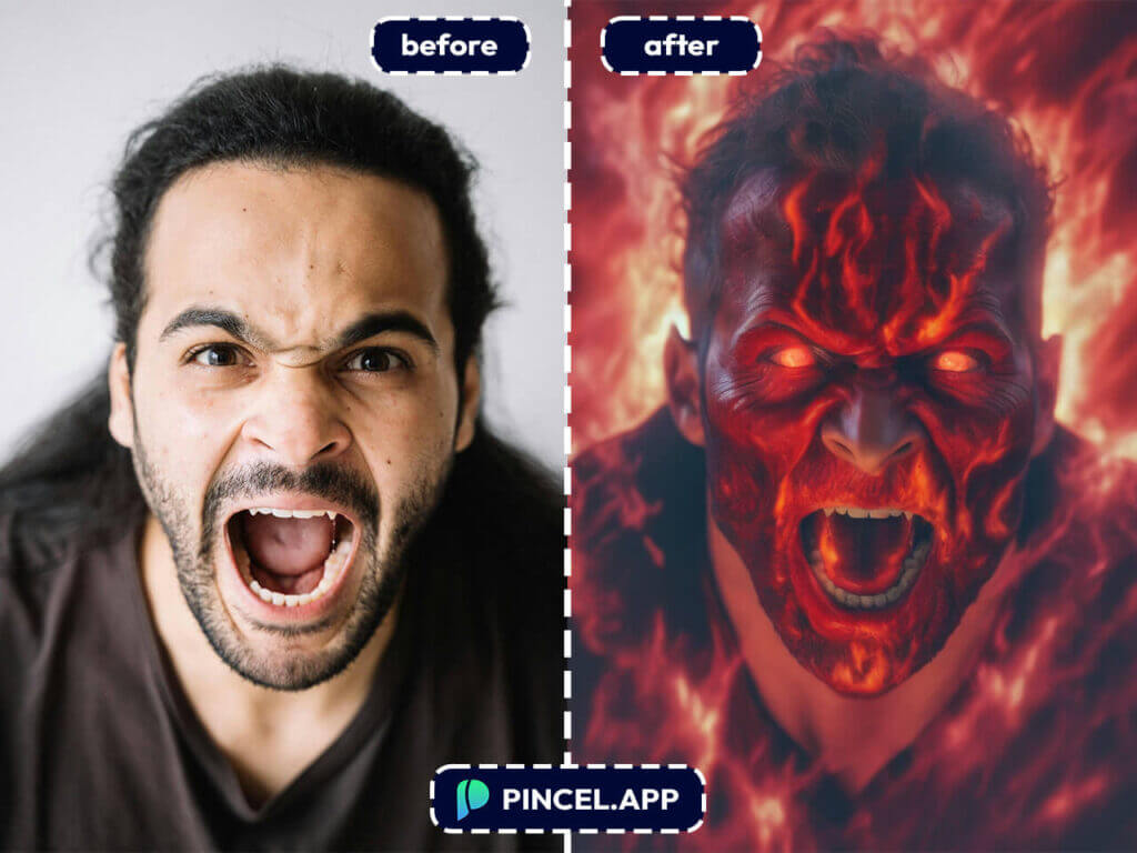 devil fire effect using AI