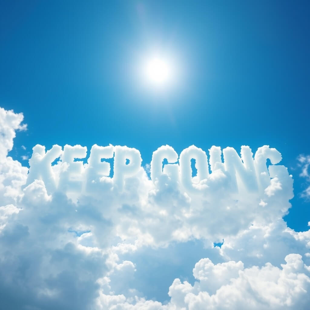 keep going written in the sky