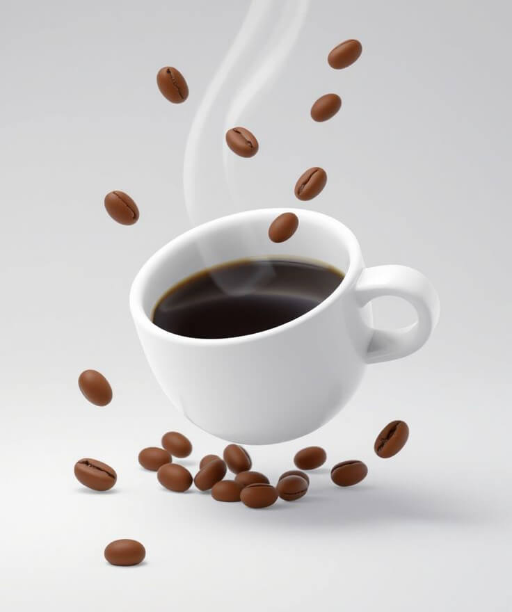 coffee mug and beans 3D illustration