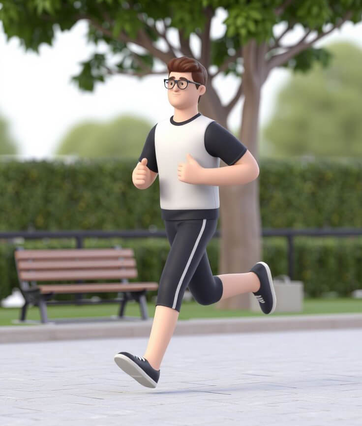 man in park running 3D photo