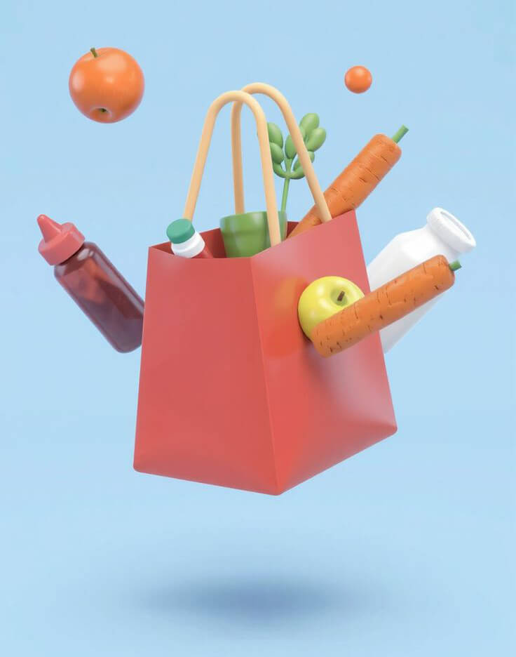 3d shopping bog for groceries