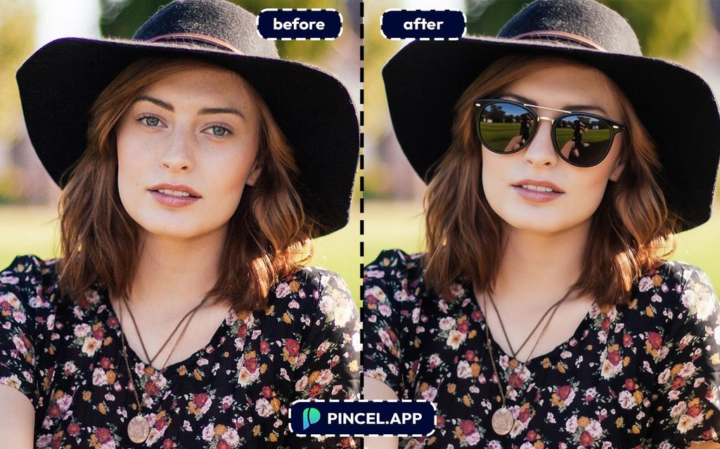 05_before-after-adding-glasses-with-pincel-AI-woman-with-hat
